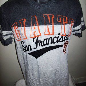 SAN FRANCISCO GIANTS MLB Short Sleeve T- Shirt Gray & Off White Screened Logos
